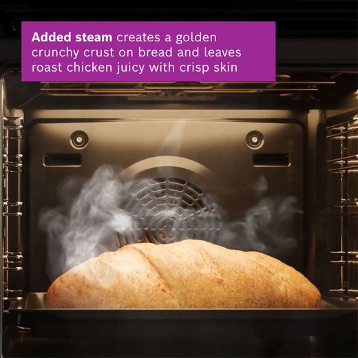 Bosch Series 4 HQA534BS3B Built In Electric Single Oven - Stainless Steel - annotation - added steam