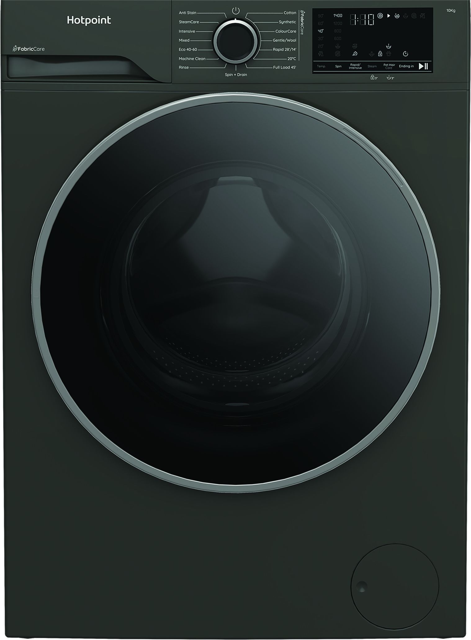 Image of Hotpoint Fabric Care HBCA 103G CARE UK 10kg Washing Machine with 1400 rpm - Dark Grey - A Rated, Grey