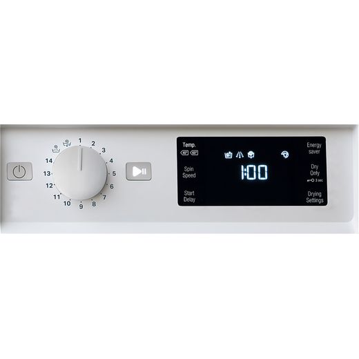 Hotpoint Integrated 8Kg / 6Kg Washer Dryer - White - Close up control panel shot