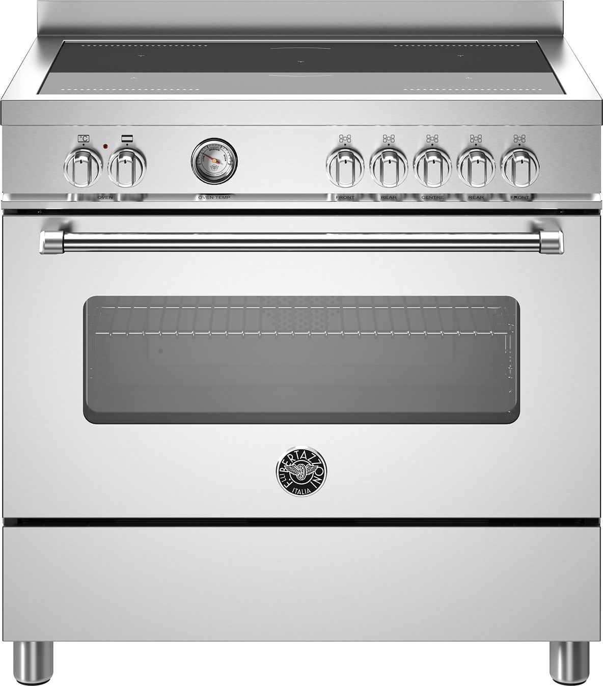 Bertazzoni Master Series MAS95I1EXC 90cm Electric Range Cooker with Induction Hob - Stainless Steel - A Rated, Stainless Steel