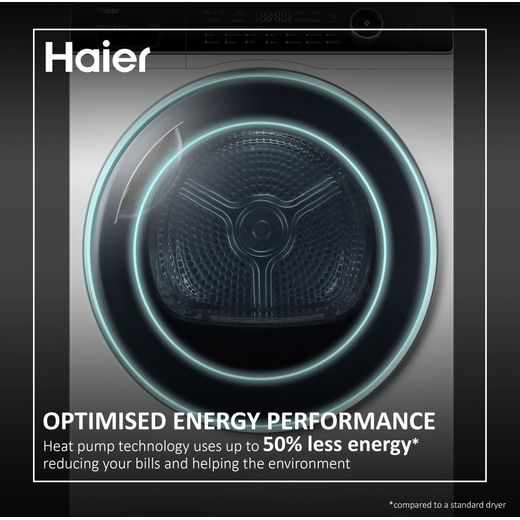 Haier Series 4 HDB4H7A2TBERX80 Integrated 7Kg Heat Pump Tumble Dryer - Anthracite - Annotation - Energy performance shot