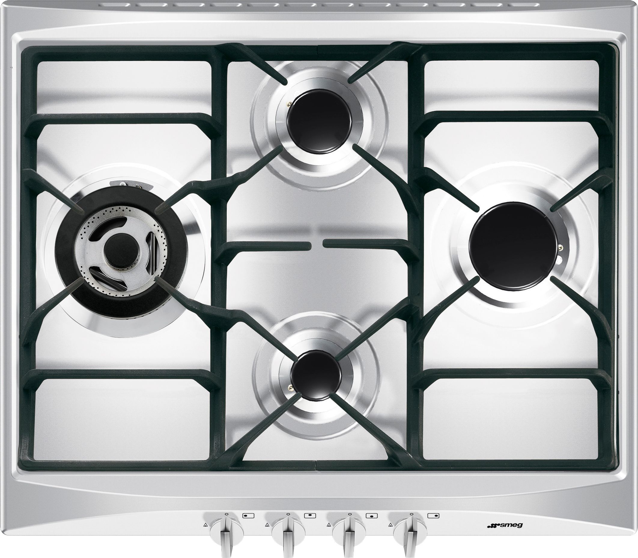Smeg 60cm Gas Hob - Stainless Steel - 4 Zone - Automatic Ignition