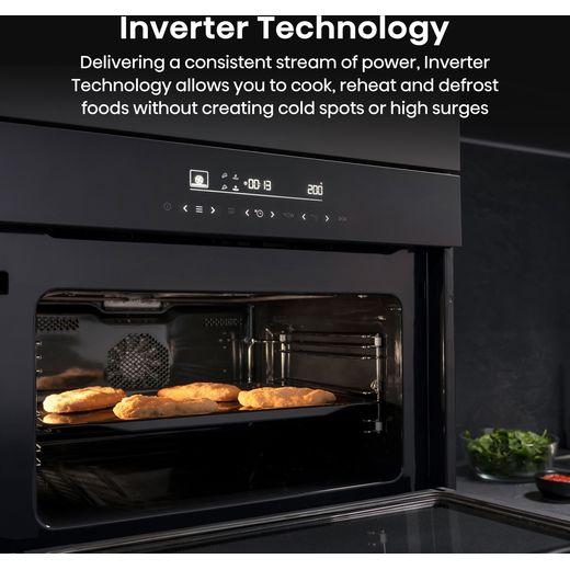 Hisense Hi6 BlackLine BIM45342ADBGUK Built In Compact Electric Single Oven with Microwave Function - Jet Black - Annotation - Inverter technology