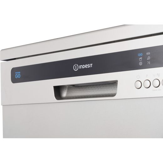 Indesit Standard Dishwasher - Silver - close up shot 