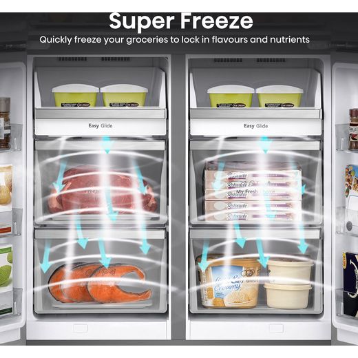 Hisense American Fridge Freezer - Black Stainless Steel - Annotation - Super freeze shot