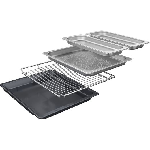 Bosch Series 8 Compact Electric Single Oven - Black - Left rack perspective shot