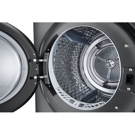 LG WashTower™ AI Direct Drive™ WT1210BBTN1 Wifi Connected 12Kg / 10Kg Heat Pump Washer Dryer with 1400 rpm - Platinum Black - inside drum shot