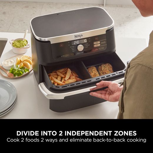 Ninja Foodi FlexDrawer Dual AF500UK Air Fryer - Black - Annotation - Divide into  2 independant zones