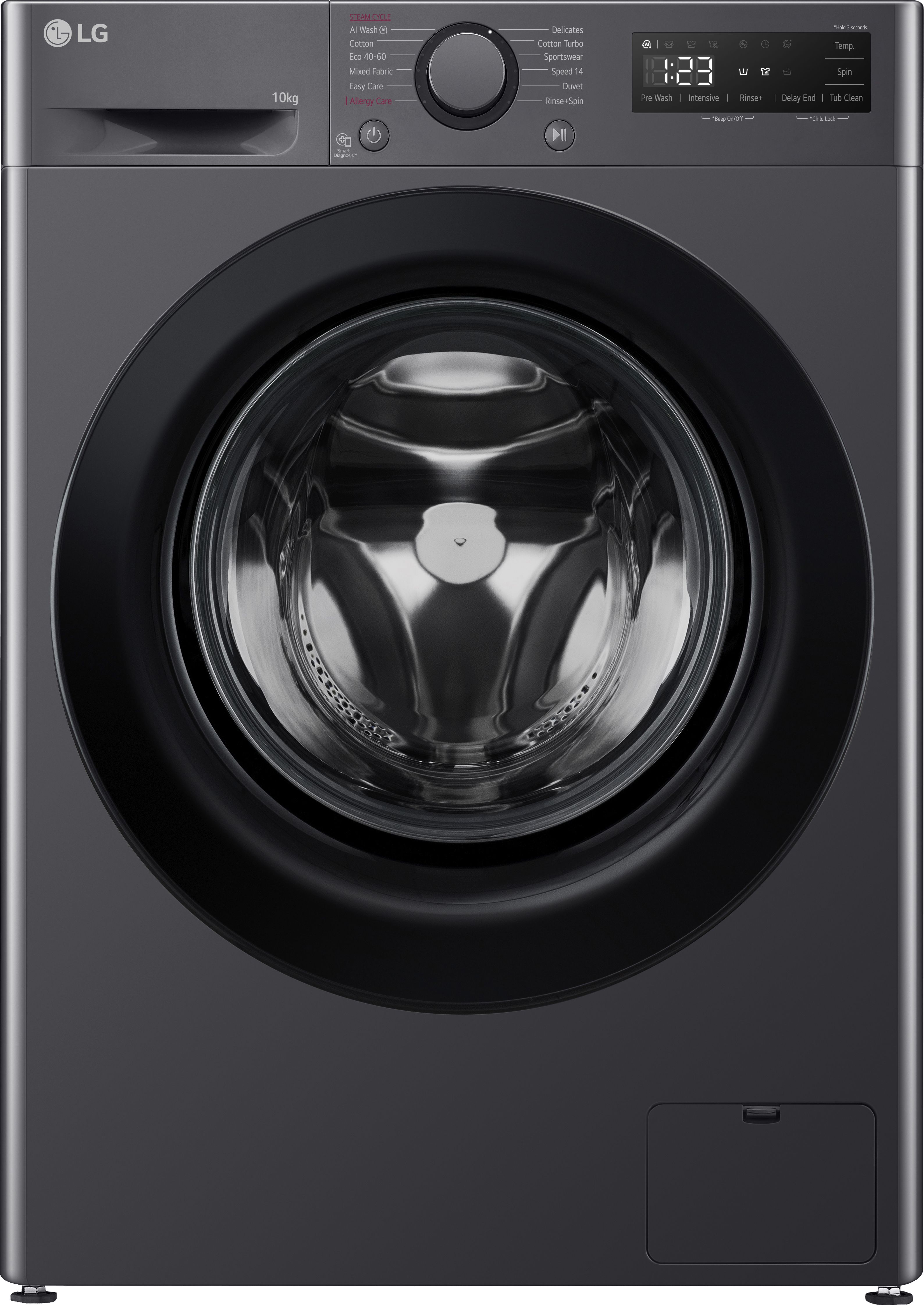LG F4Y510GBLN1 10kg Washing Machine with 1400 rpm - Slate Grey - A Rated, Slate Grey