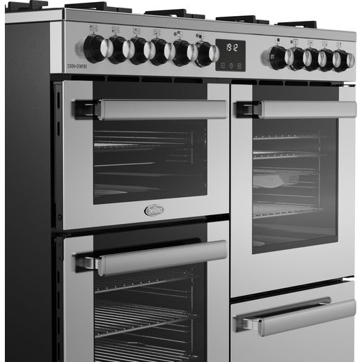Belling COOKCENTRE 100DF Dual Fuel Range Cooker - Stainless Steel - Close up handle shot