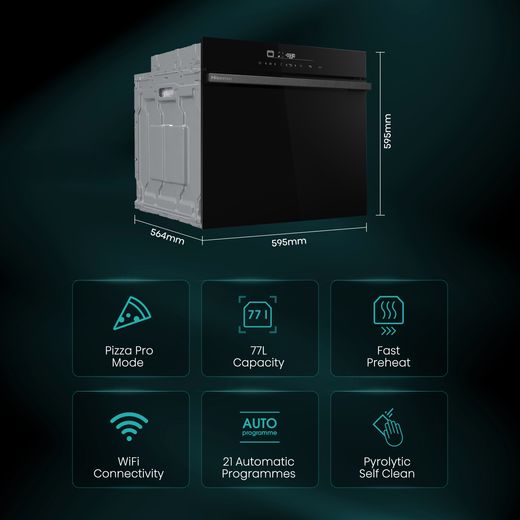 Hisense Built In Electric Single Oven - Black  - Annotation - Features shot