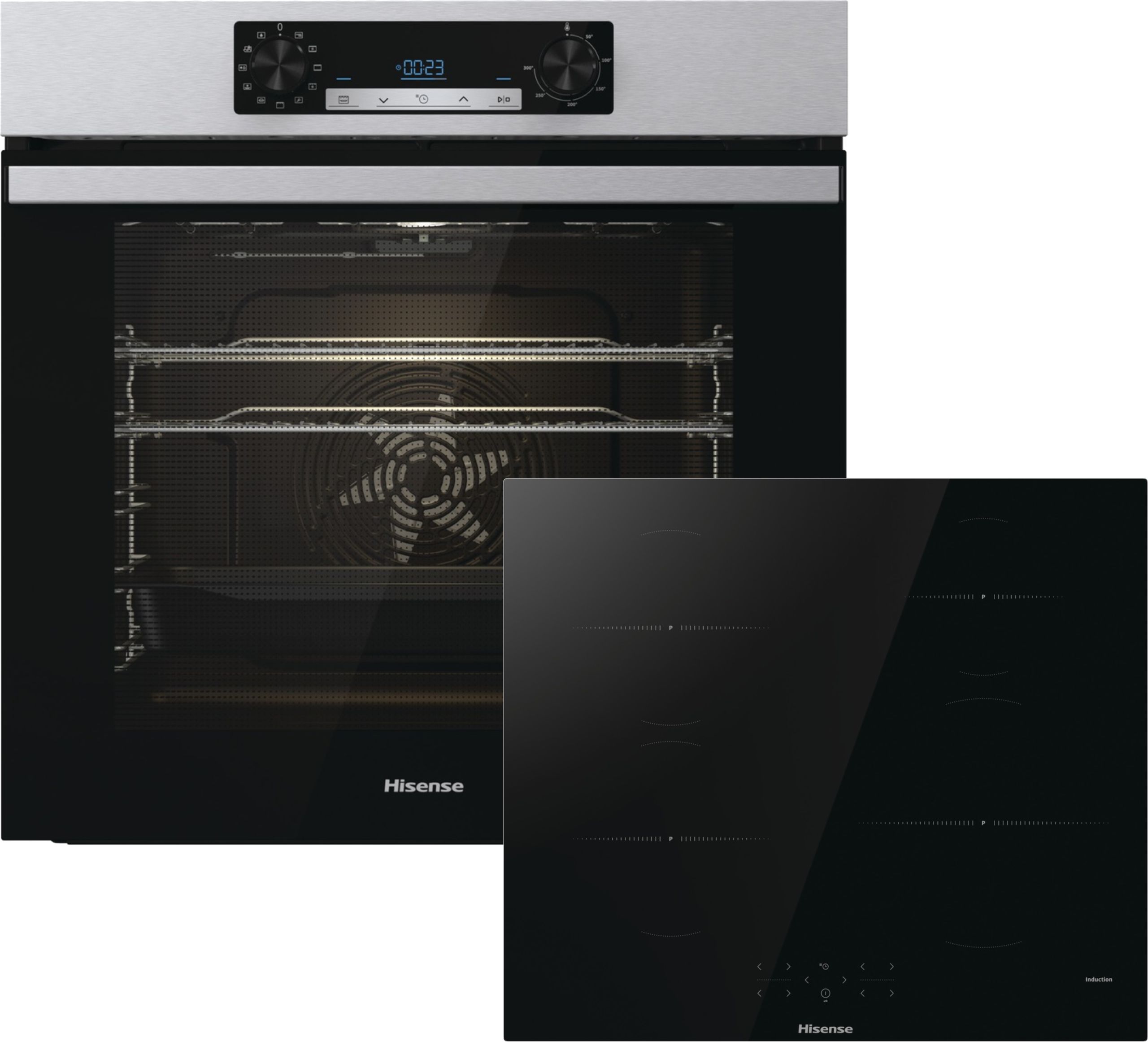 Hisense BI6062HIXUK Built In Electric Single Oven and Induction Hob Pack - Stainless Steel  Black - A Rated Stainless Steel