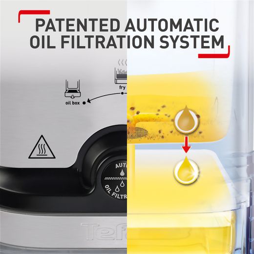 Tefal Oleoclean Pro 3.5 L FR804040 Deep Fryer - Silver - Annotation - Patented automatic oil filtration system
