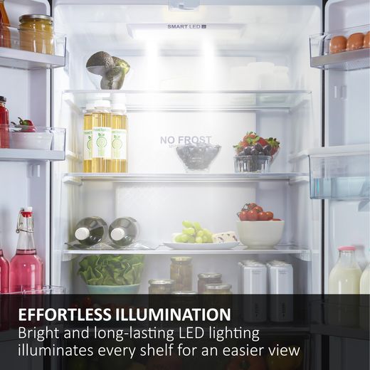 Haier 3D 60 Series 3 60/40 Total No Frost Fridge Freezer - Slate Black - Annotation - LED lighting shot