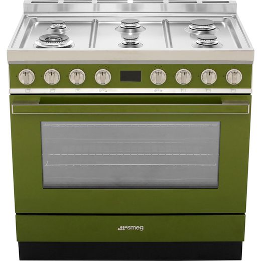 Smeg Portofino CPF9GPOG 90cm Dual Fuel Range Cooker - Olive Green