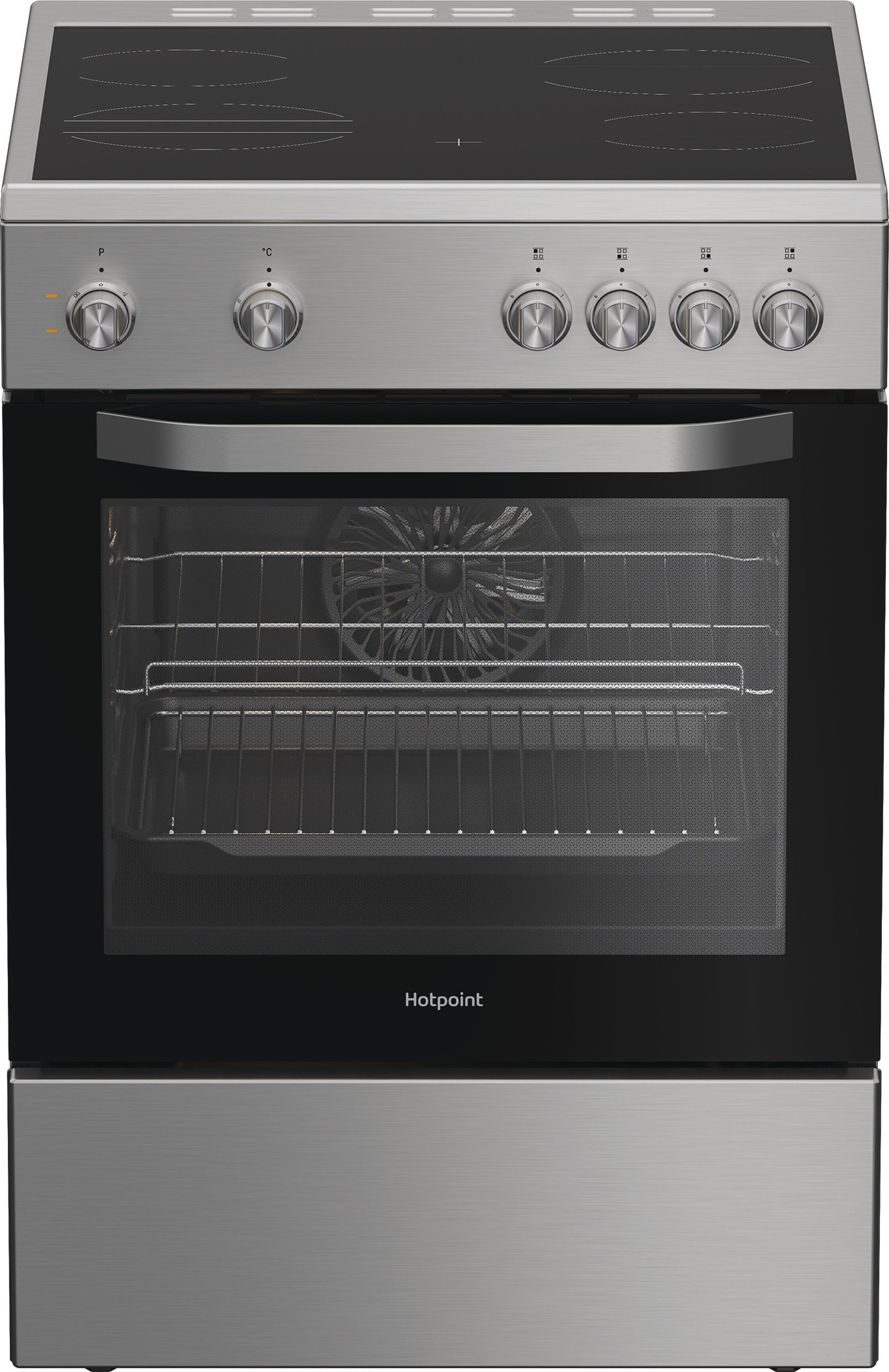 Image of Hotpoint H6V5KMX/UK 60cm Wide Single Oven Electric Cooker with Ceramic Hob - Stainless Steel - A Rated, Stainless Steel