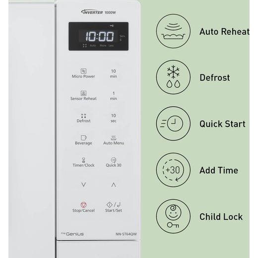 Panasonic NN-ST68QSBPQ 32 Litre 31cm High, Freestanding Small - Stainless Steel - Annotation - control panel shot