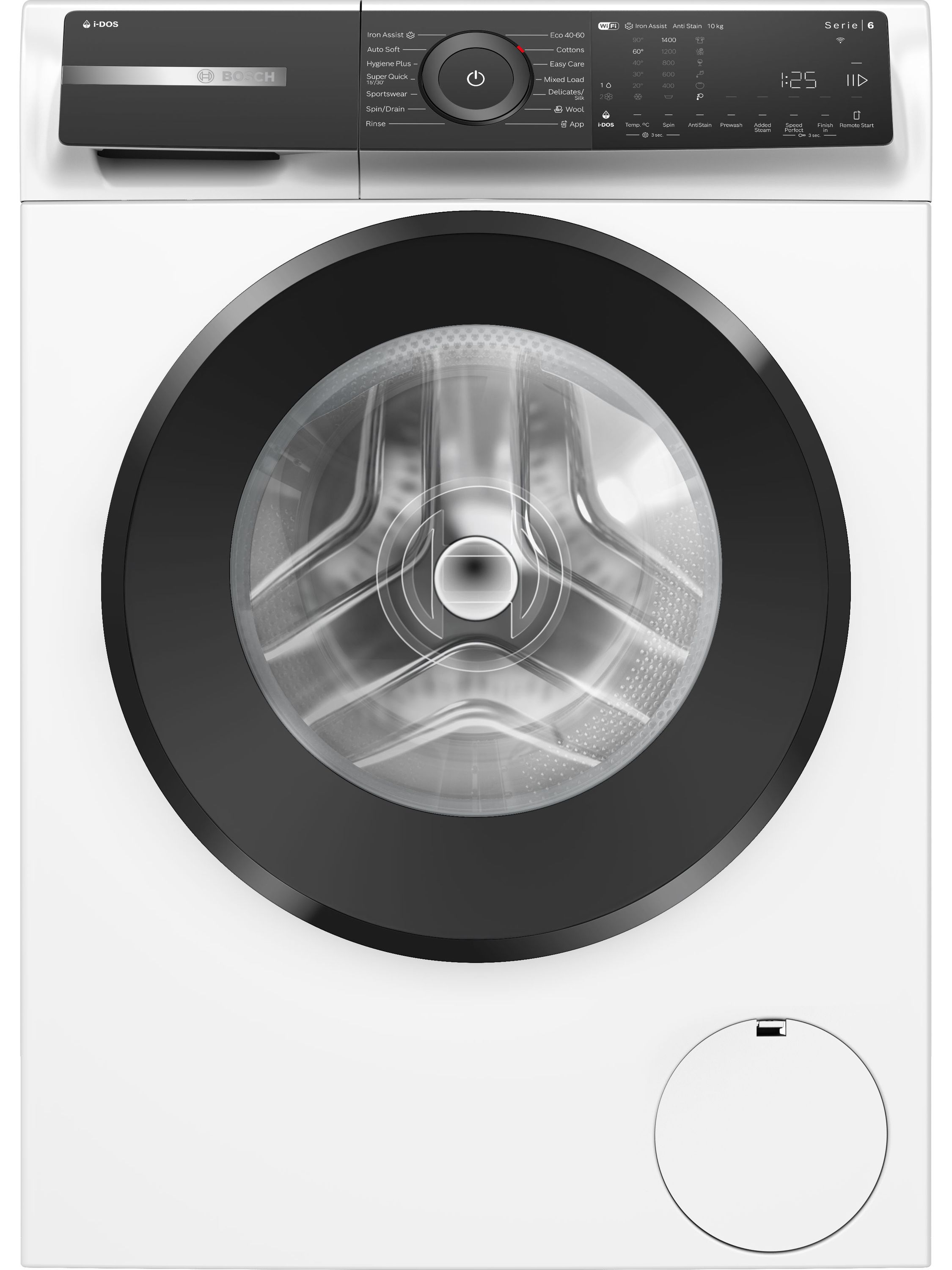Image of Bosch Series 6 i-Dos WGH254A0GB 10kg WiFi Connected Washing Machine with 1400 rpm - White - A Rated, White