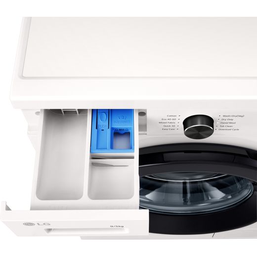 LG X10 Series Direct Drive™ 9Kg / 5Kg Washer Dryer - White - Detergent drawer open