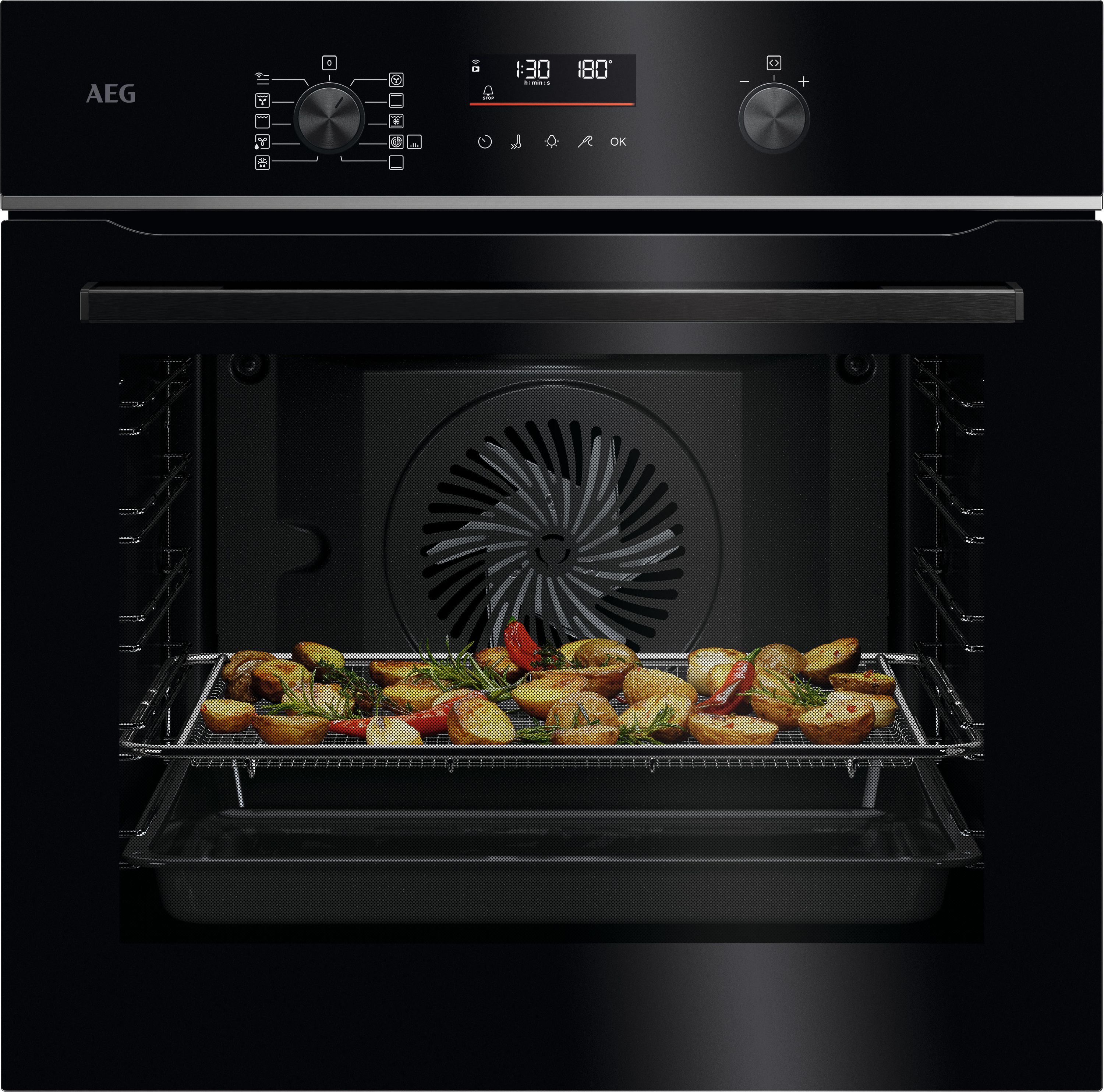 AEG TS6PB521AB Electric Single Oven - 71L - Pyrolytic Cleaning - Black