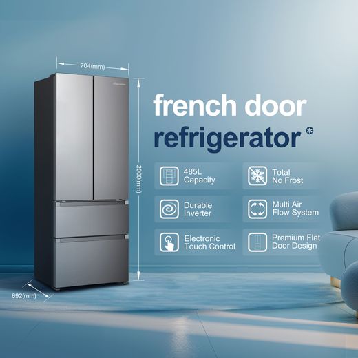 Fridgemaster American Fridge Freezer - Silver - Annotation - feature shot