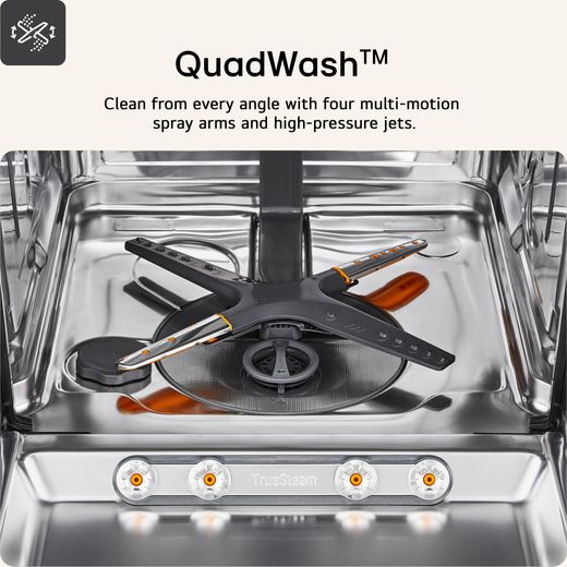 LG QuadWash™ Fully Integrated Standard Dishwasher - Stainless Steel with Fixed Door Fixing Kit - Annotation - QuadWash