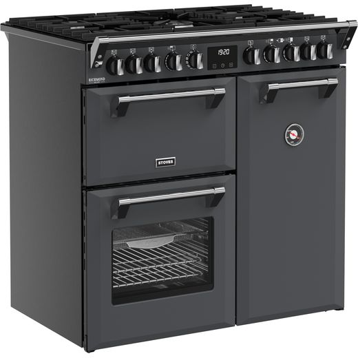 Stoves Richmond DX 90DF 90cm Dual Fuel Range Cooker - Anthracite - Right perspective shot