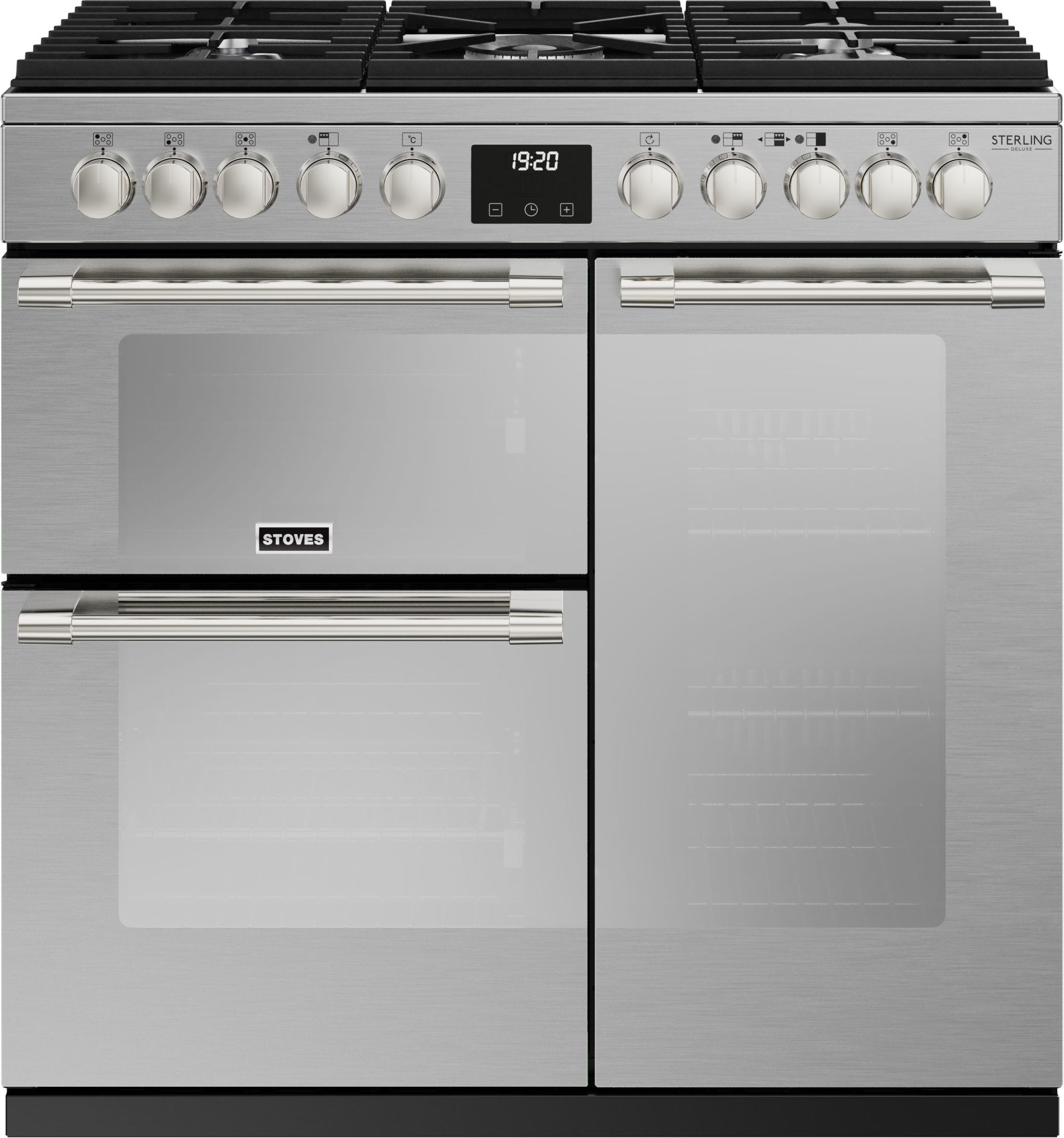 Stoves Sterling Deluxe ST DX STER D900DF SS 90cm Dual Fuel Range Cooker - Stainless Steel - A/A/A Rated, Stainless Steel