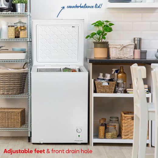 Russell Hobbs Chest Freezer - White - Annotation - Counterbalanced lid