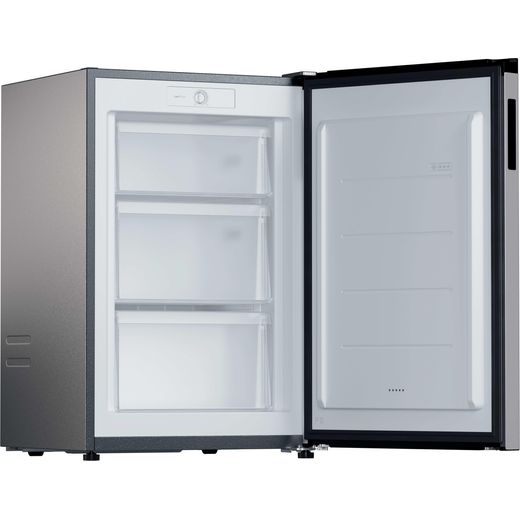 Hoover Under Counter Freezer - Stainless Steel - Right perpsective with door open shot