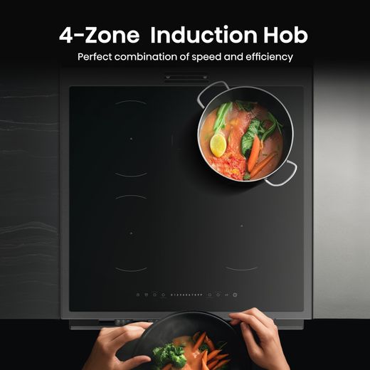 Hisense Hi6 Max HDCEIT6C20B 60cm Wide Double Oven Electric Cooker with Induction Hob - Jet Black - Annotation - 4 zone induction hob