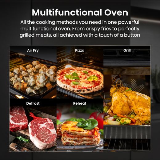Hisense Hi6 BlackLine BIM45342ADBGUK Built In Compact Electric Single Oven with Microwave Function - Jet Black - Annotation - Multifunctional oven shot