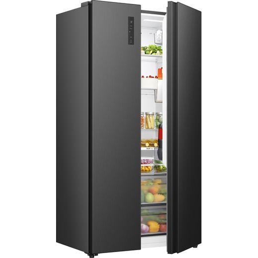 Hisense PureFlat American Fridge Freezer - Black Stainless Steel - Right perspective