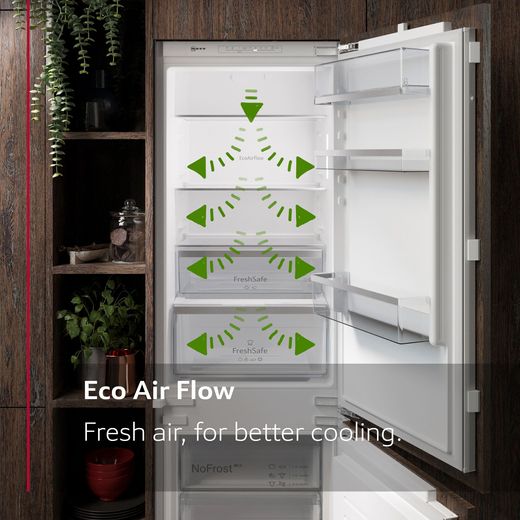 Bosch Integrated Fridge Freezer with Sliding Door Fixing Kit - White - Annotation - Eco air flow shot
