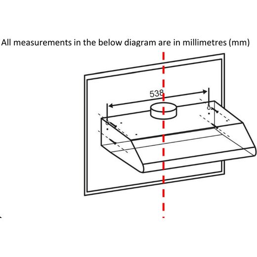 Russell Hobbs 60cm Cooker Hood - Stainless Steel - Annotation - dimension shot