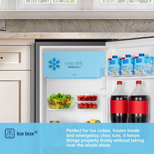 Fridgemaster MUR4894ES Compact 84cm Fridge with Ice Box - Stainless Steel - Annotation - Ice box shot