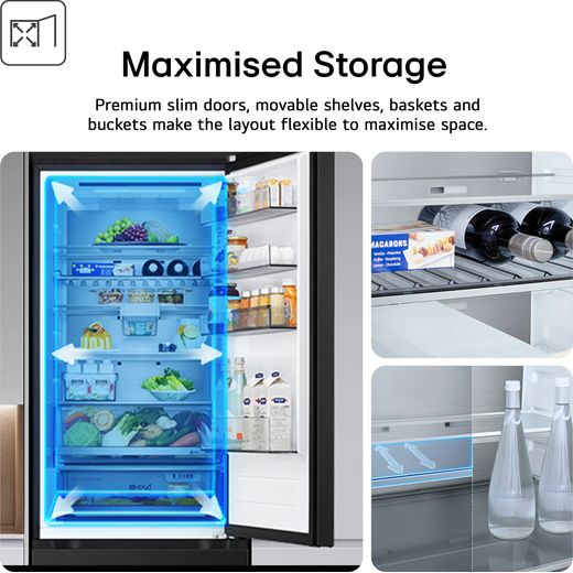 LG NatureFRESH™ GBBS524CEV 203cm No Frost Fridge Freezer - Black Steel  - Annotation - Maximised storage shot