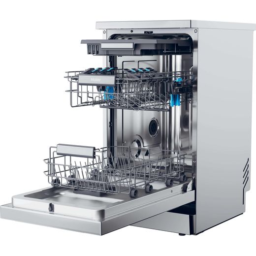 Haier I-Pro Shine Series 5 Standard Dishwasher - Silver - Door open and racks out
