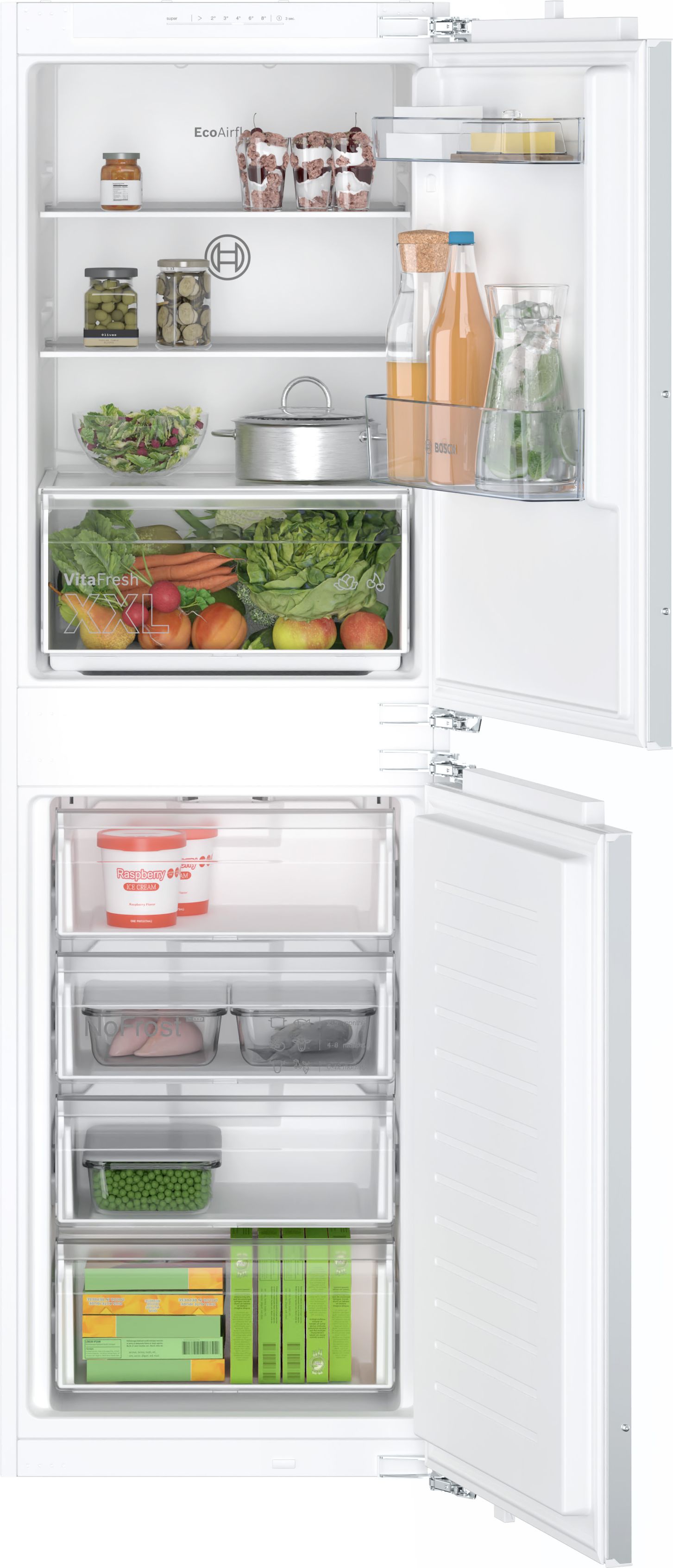 Image of Bosch Series 2 KIN85NFE0G 177cm 50/50 Integrated Fridge Freezer with Fixed Door Hinge - White - E Rated, White