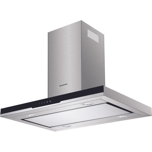 Hoover H-HOOD 700 HDSVI985B 90 cm Island Cooker Hood - Stainless Steel / Black Glass - A Rated