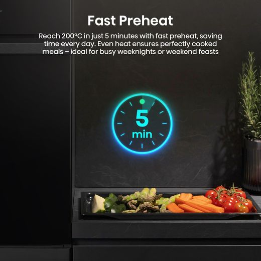 Hisense Hi2 HIPK2ABP60CE Built In Electric Single Oven and Ceramic Hob Pack - Annotation - Fast pre heat shot 