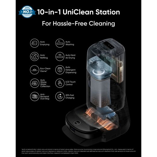 Eufy Omni S1 Pro Robotic Vacuum Cleaner - Matte Black - Annotation - 10-in1