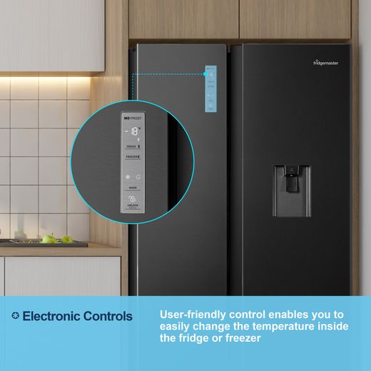Fridgemaster American Fridge Freezer - Black - Annotation - Electronic controls