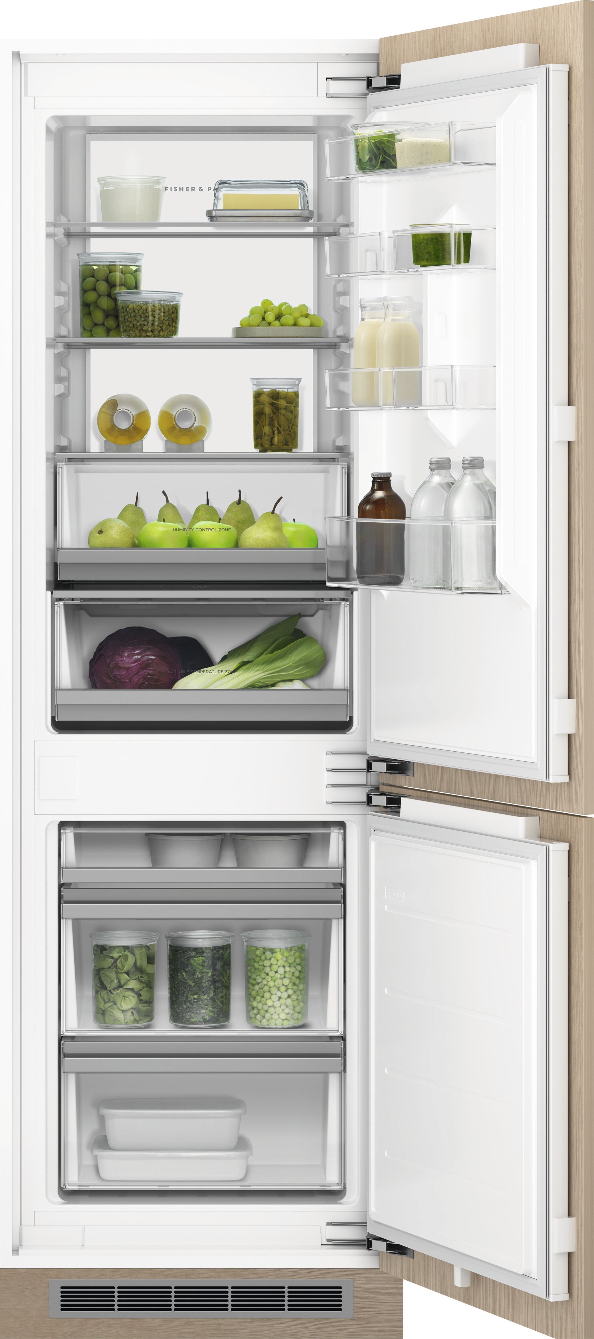 Image of Fisher & Paykel RB6018BRV 177cm 70/30 Integrated Frost Free Fridge Freezer with Fixed Door Hinge - White - B Rated, White