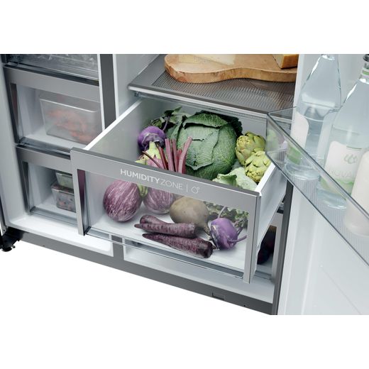 Haier Series 7+ American Fridge Freezer - Black - Close up drawer shot