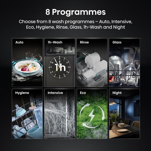 Hisense Standard Dishwasher - White - Annotation - 6 programme shot