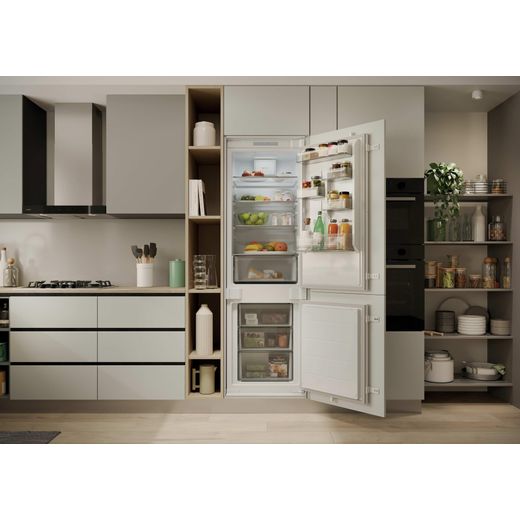 Hoover H-FRIDGE 400 Integrated 70/30 Fridge Freezer with Sliding Door Fixing Kit - White - Fridge freezer in kitchen shot