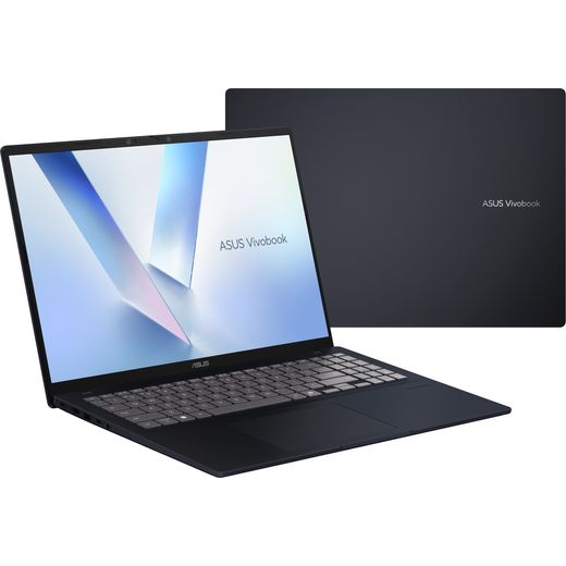 ASUS VivoBook 16 16" Laptop - Qualcomm Snapdragon®, 512GB SSD, 16 GB RAM - Blue - Front and back shot 