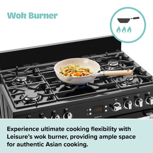 Leisure Chefmaster 100cm Dual Fuel Range Cooker - Cream - Annotation - Wok burner