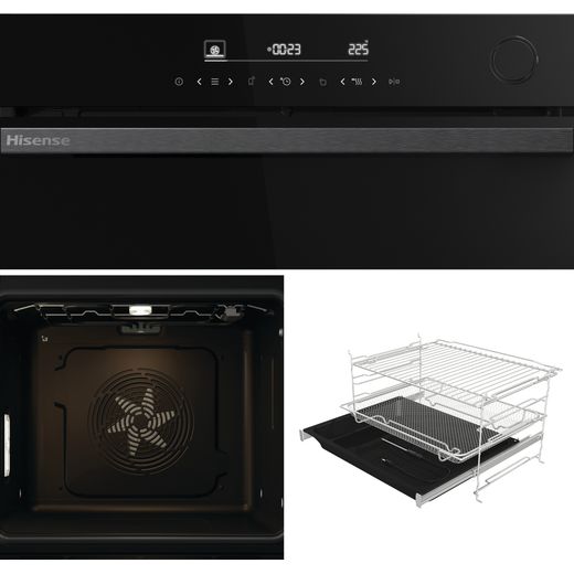 Hisense Hi6 BlackLine BSA66346ADBGUK Wifi Connected Built In Electric Single Oven - Jet Black - Close up detail shot